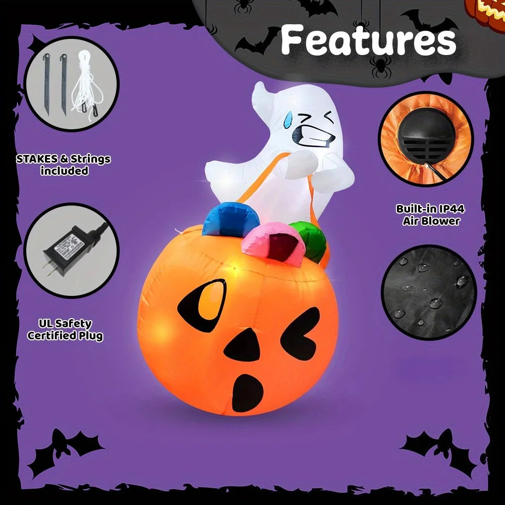 Joyfy Inflatable Halloween Ghost Pumpkin Candy Bag Yard Decor