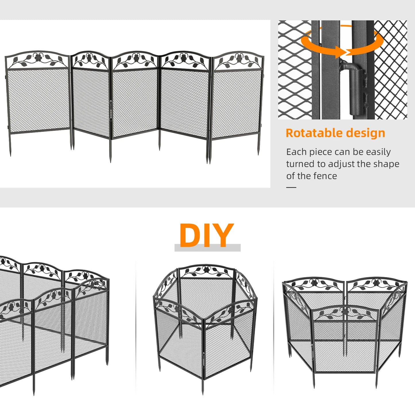 Wrought Iron Lawn Edging Border Set Outdoor Animal Barrier