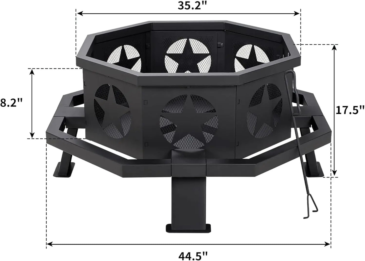 Premium Hexagonal Outdoor Wood Fire Pit With Poker