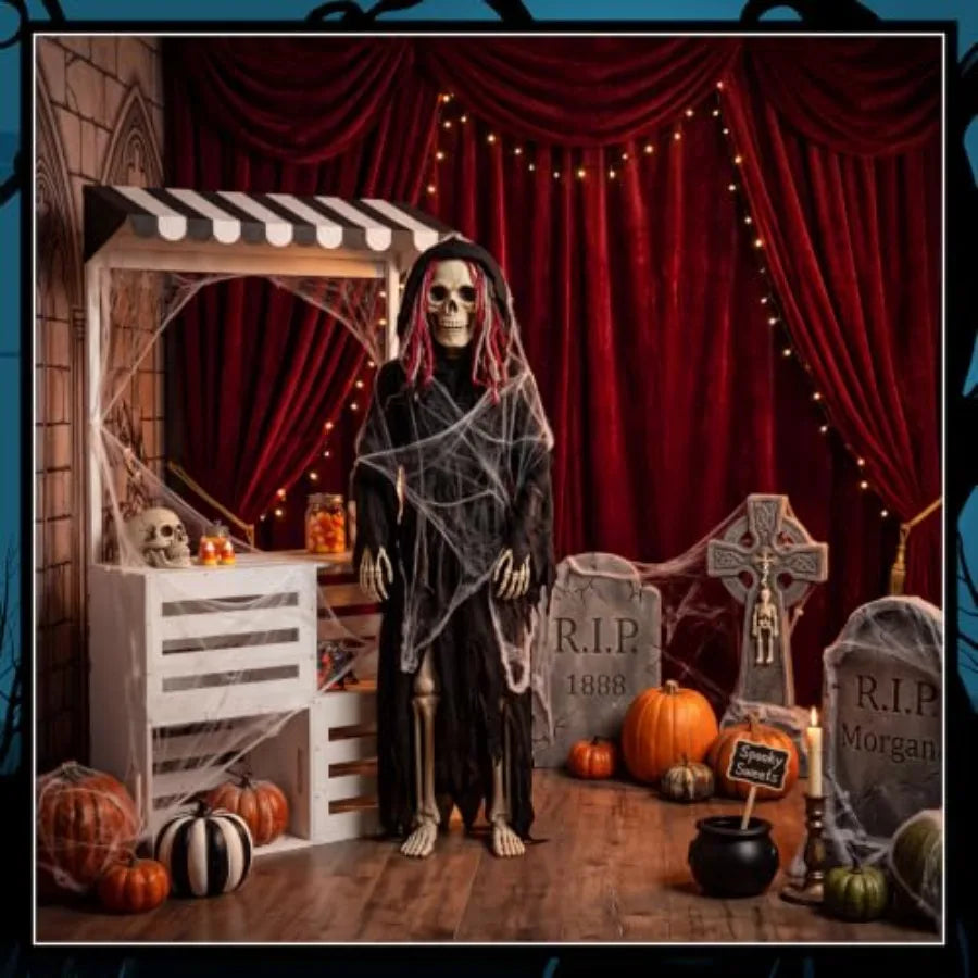Halloween Vendor Cart Display Stand With Wooden Frame And Awning