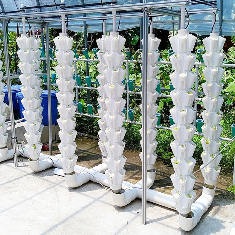 DIY Home Garden Vertical Rainfall Tower Planter Detachable Petal Shaped Deluge Planting Column Balcony Hydroponic Growing System