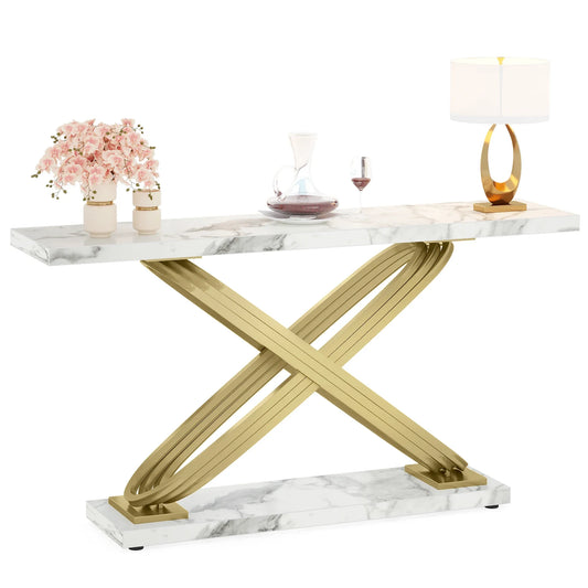 Tribesigns Modern Console Table Faux Marble Entryway