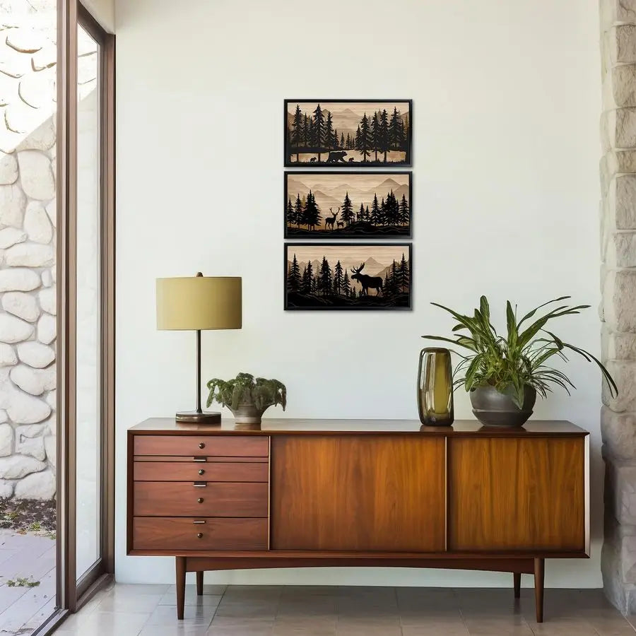 Bear Moose Deer Wall Art Rustic Cabin Decor Living Room