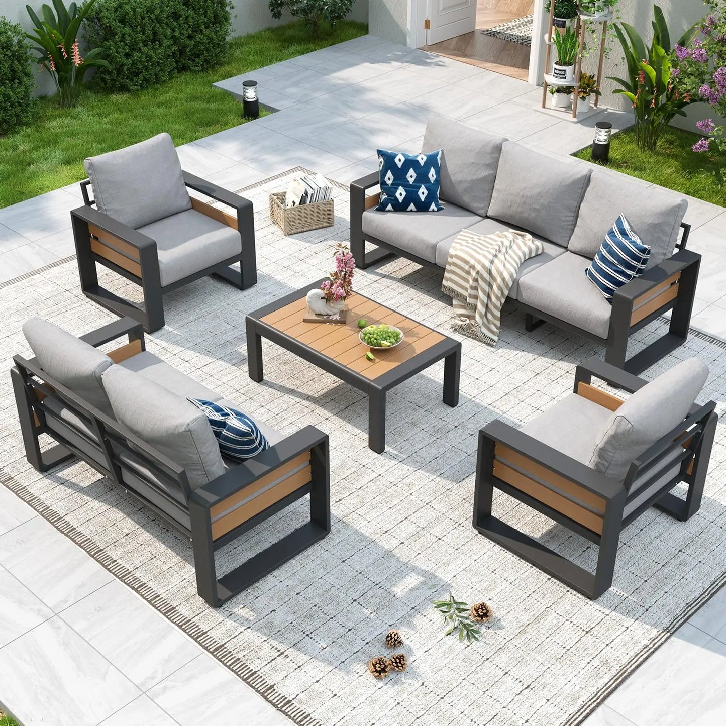 XIAOLANG Aluminum Patio Furniture Set 5 Piece Luxury Outdoor Sectional