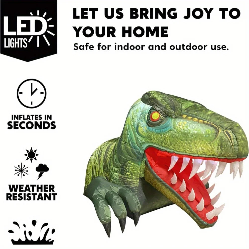 Animated Halloween Inflatable Dinosaur With LED Lights For Yard Decor