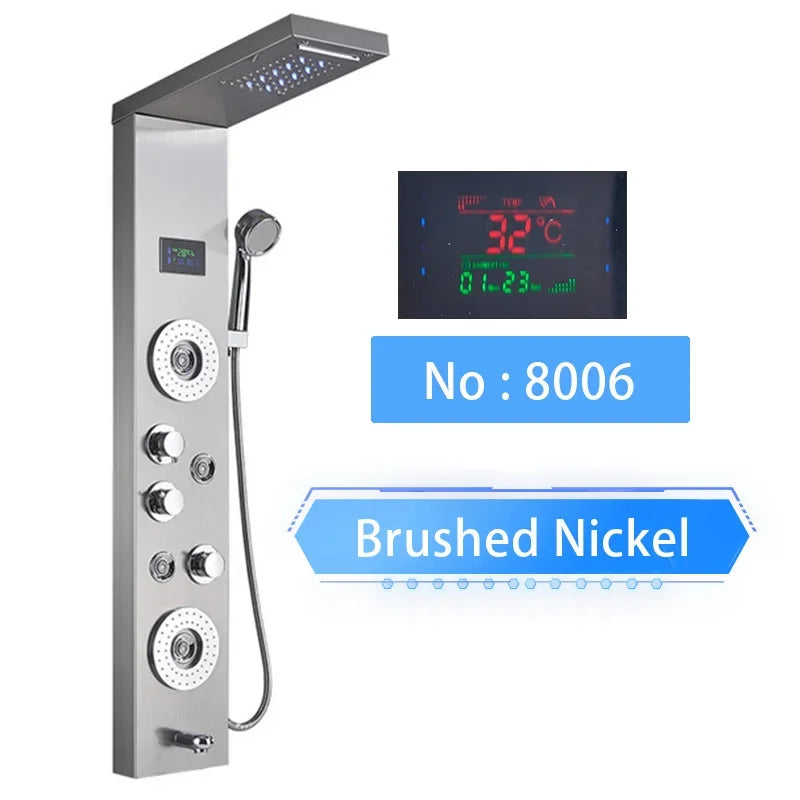 Shinesia LED Shower Panel With Waterfall Rainfall And Massage Jets