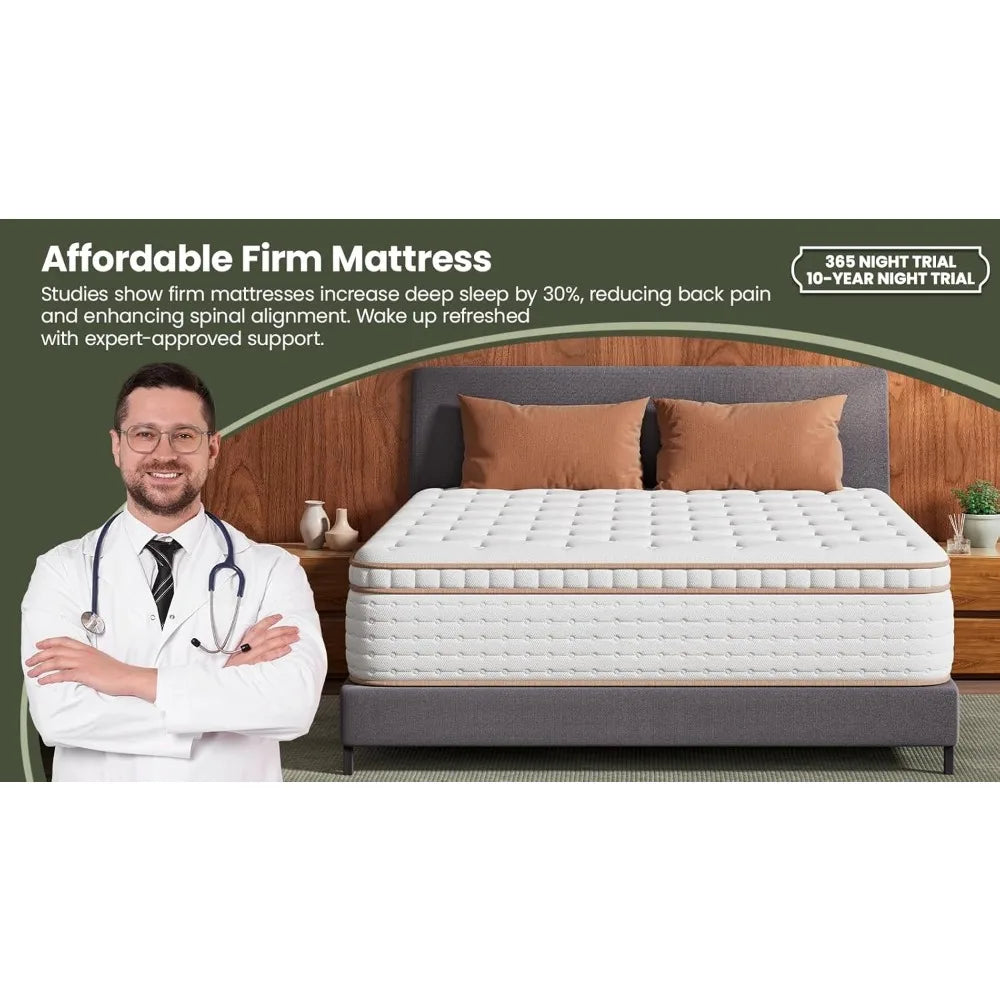 XIAOLANG Extra Firm Hybrid Mattress for Back Pain Relief