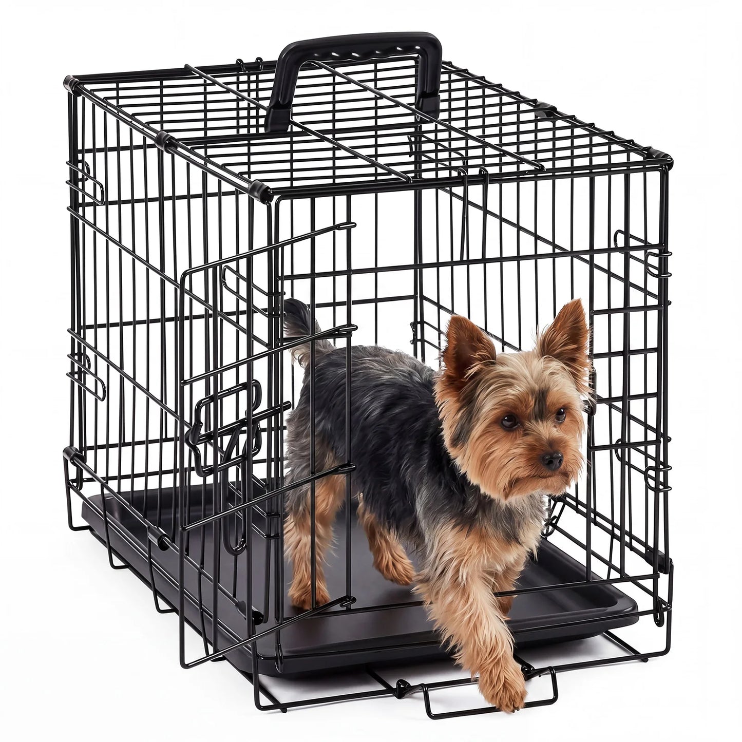 JHK Metal Dog Crate With Secure Lock Foldable Tray For Easy Cleaning