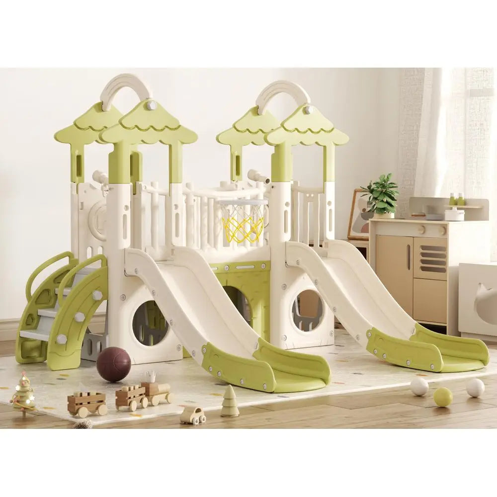 YTYIN Jungle 10-In-1 Toddler Slide Playset With Hoop