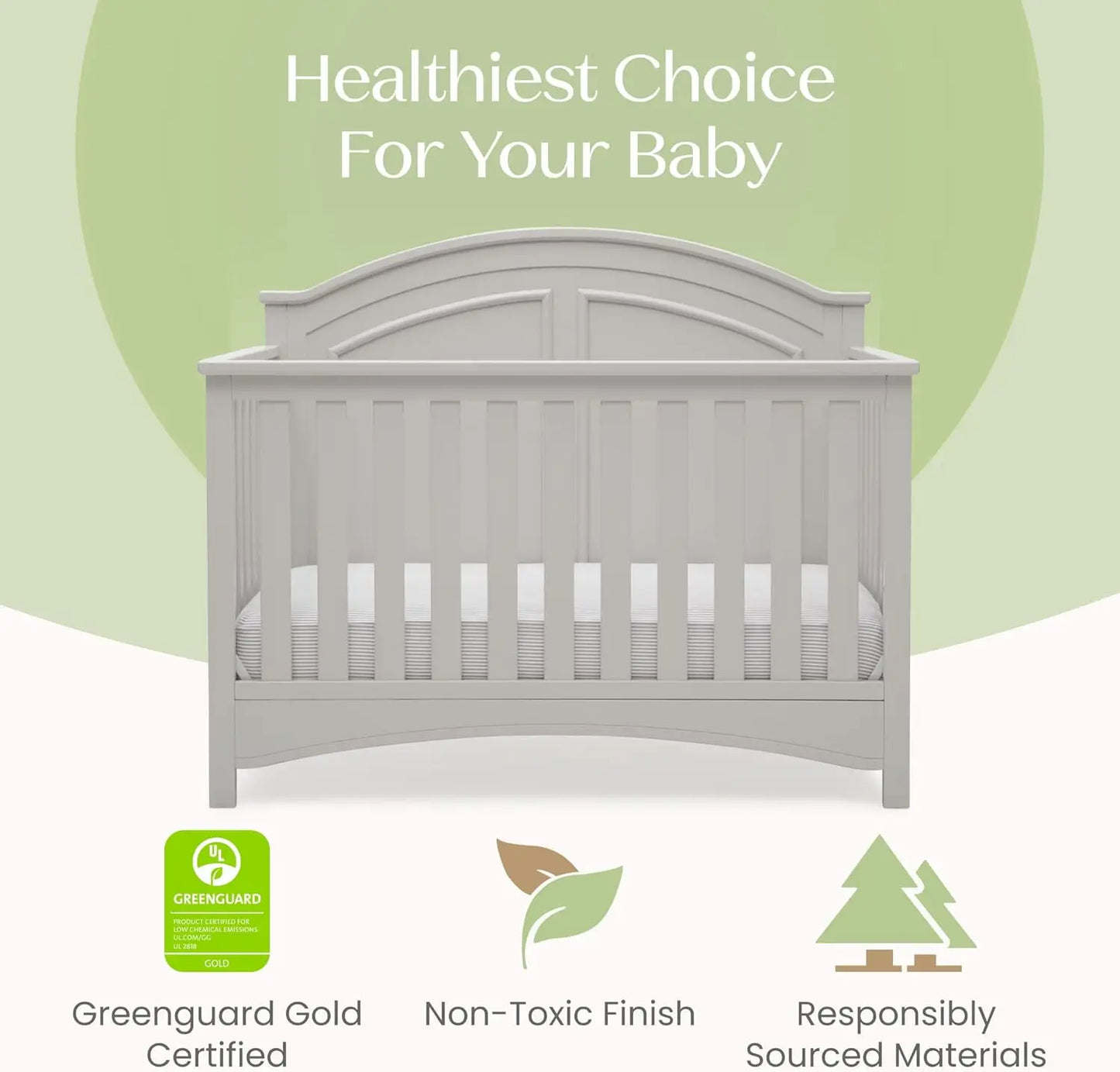 Greenguard Gold Certified Six-In-One Convertible Crib Adjustable Height