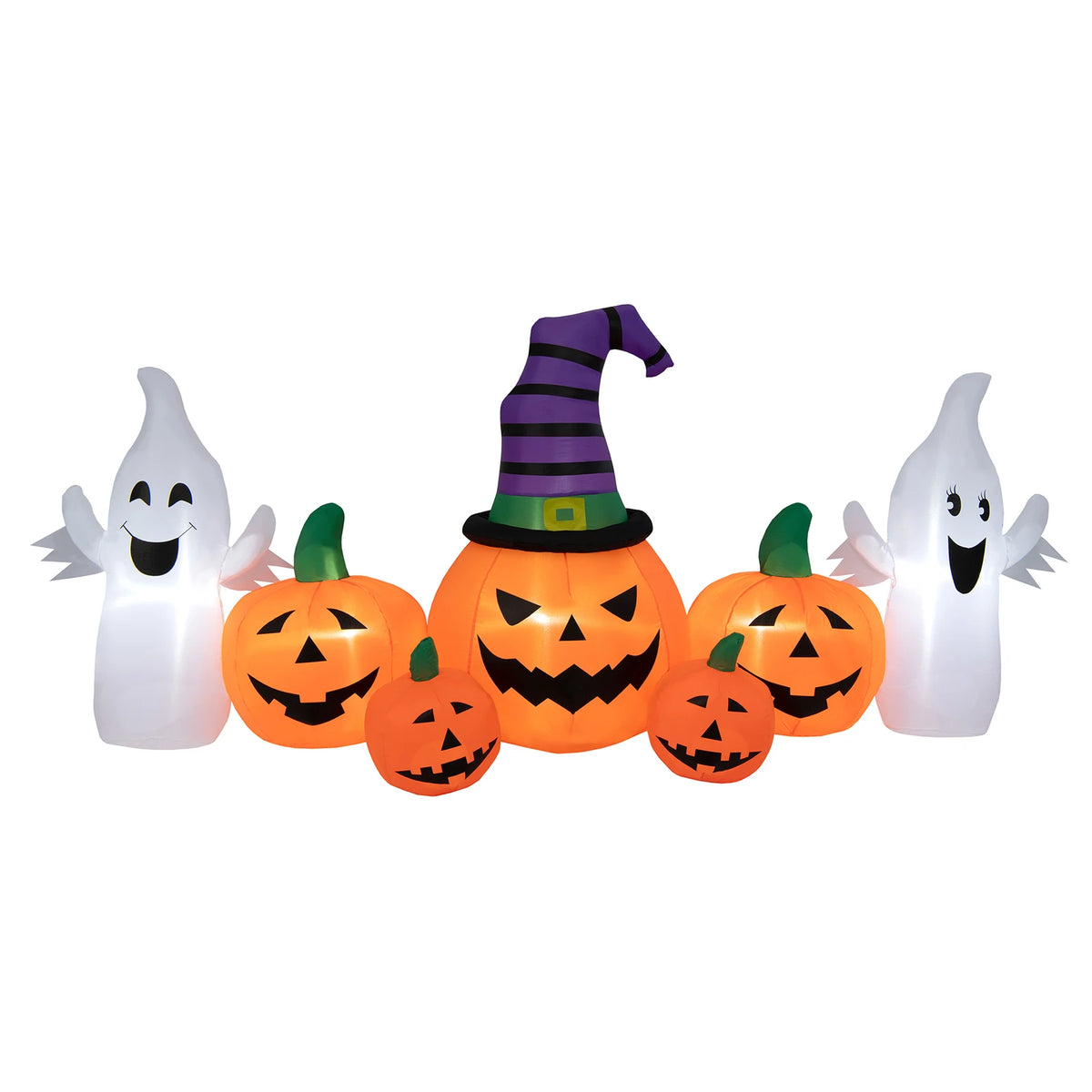 LIFEZEAL Halloween Inflatable Pumpkin Patch With Ghosts And LED Lights