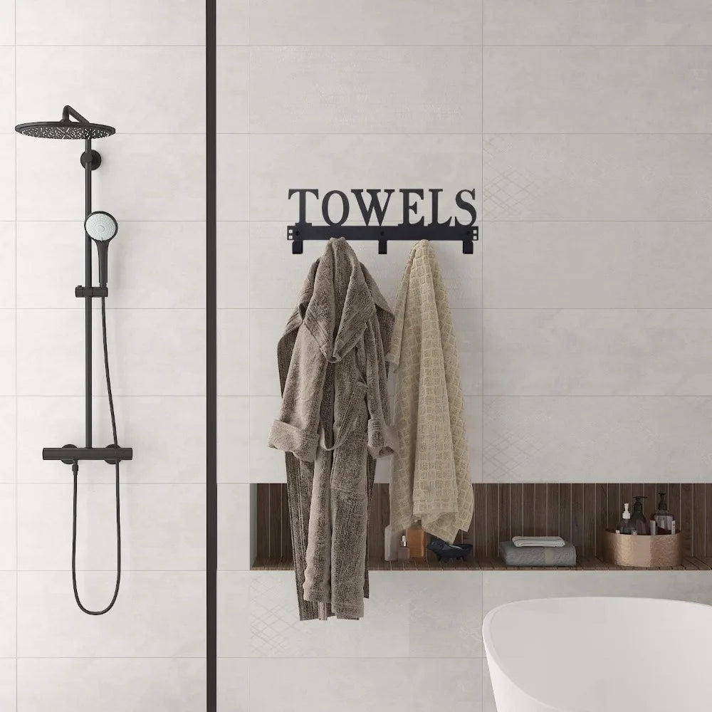 NBVCX Over Door Towel Hooks 5 Hook Metal Door Mount