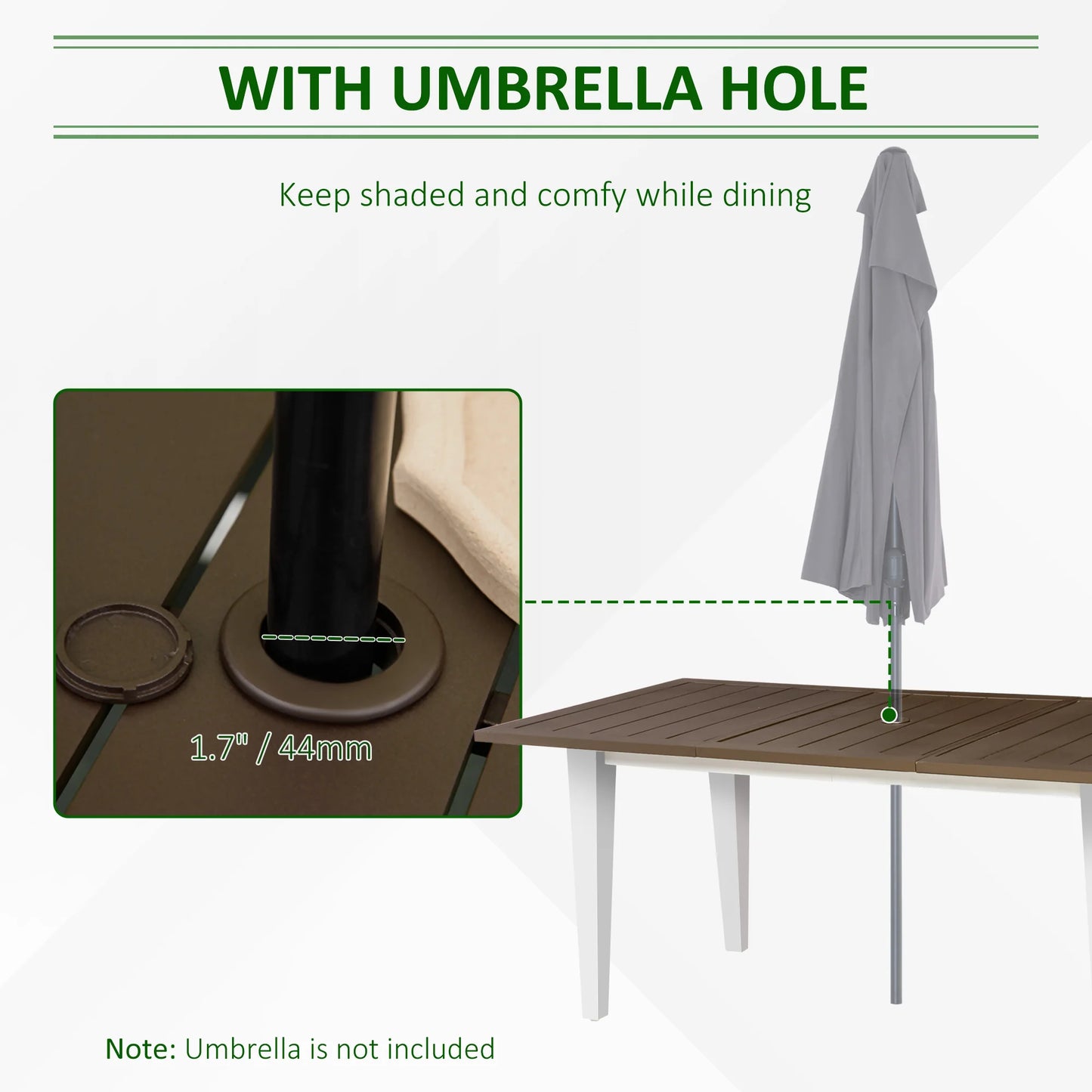 7 Piece Aluminum Outdoor Dining Set With Umbrella Hole