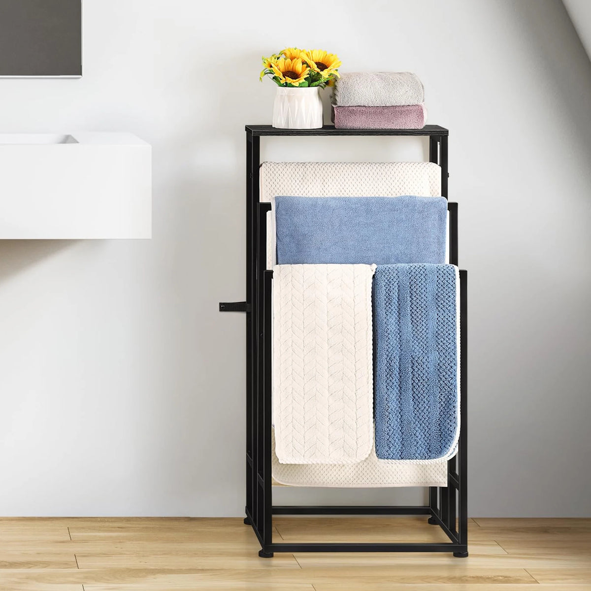 Freestanding Stainless Steel Three Tier Towel Rack With Ventilated Design