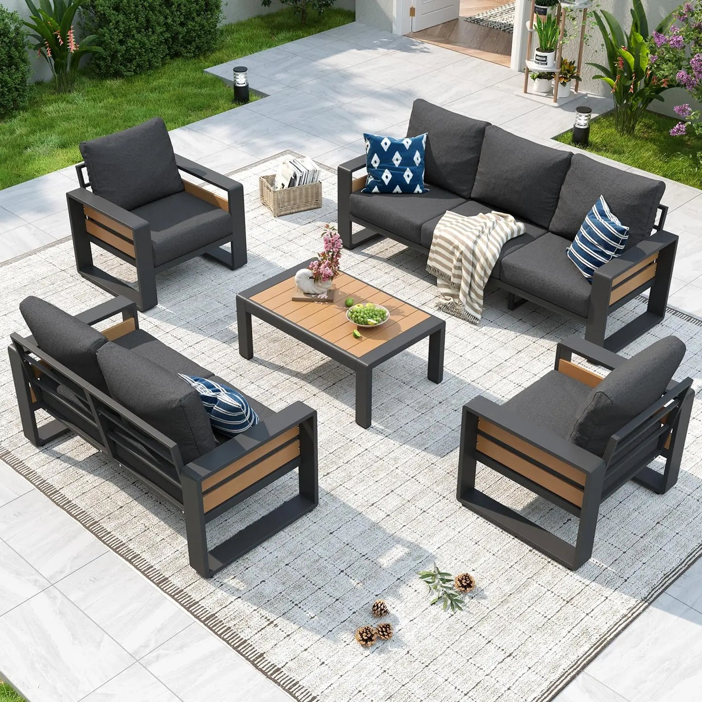 XIAOLANG Aluminum Patio Furniture Set 5 Piece Luxury Outdoor Sectional