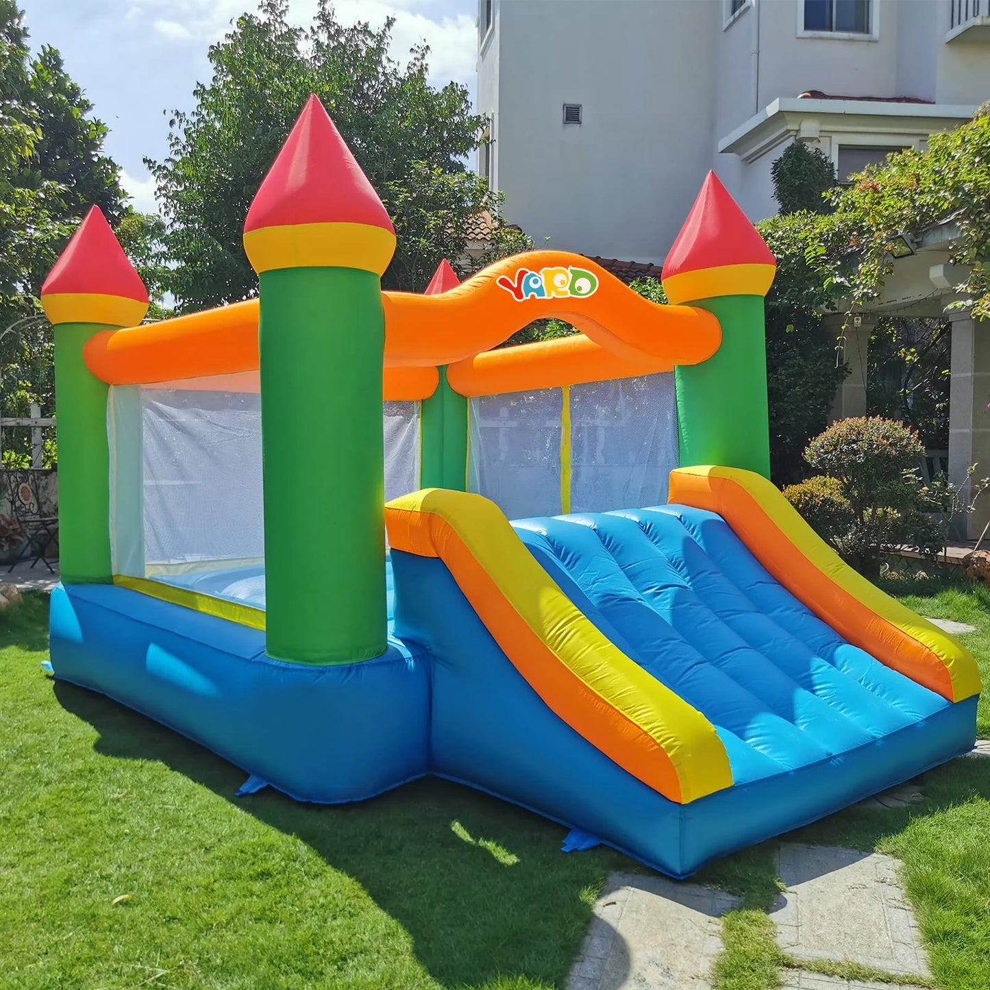 Inflatable Yard Bounce House With Slide For Kids 5 To 12