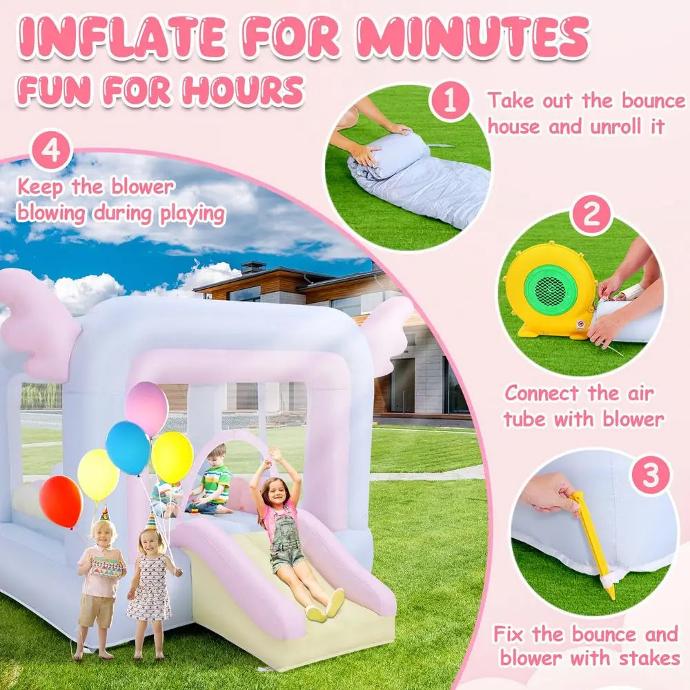 YTYIN AllinOne Bounce House With Macaron Balloons And Ball Set