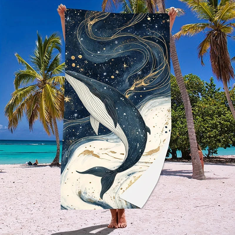 Whale Galaxy Pattern Beach Towel Windproof Outdoor Blanket