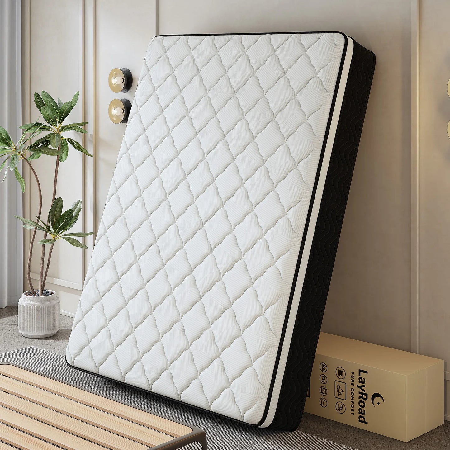 LayRoad Memory Foam Mattress With Box Design Medium Firmness And Pressure Relief