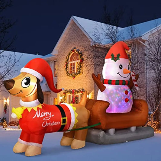 Oloey Outdoor Inflatable Snowman With Led Christmas Yard Decor