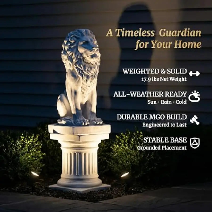 Garden Lion Statue Outdoor Decor Magnesium Oxide Stone Composite Sculpture