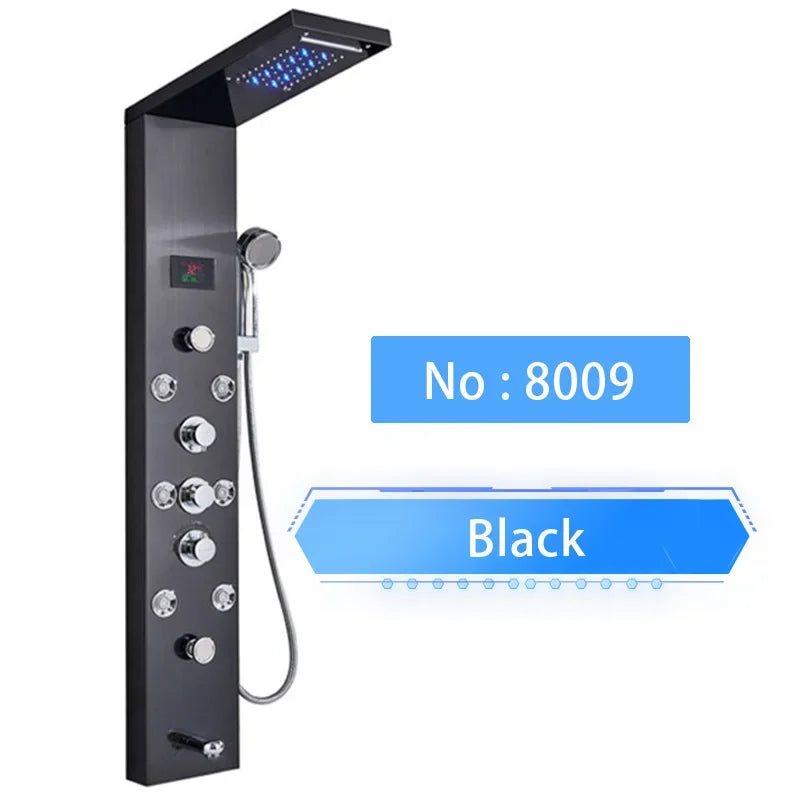 Shinesia LED Shower Panel With Waterfall Rainfall And Massage Jets
