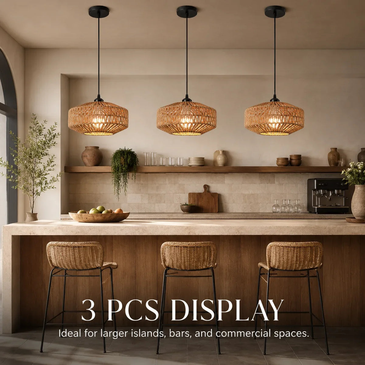 JOYINLED Boho Woven Paper Rope Pendant Light Ceiling Fixture