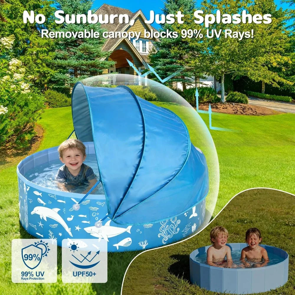 Kiddie Pool With Canopy And UPF Sun Shade Outdoors