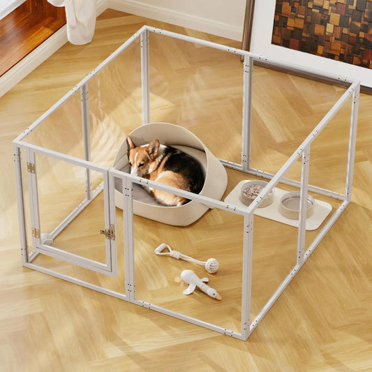 Clear Acrylic Pet Playpen With Door For Indoor And Outdoor Use