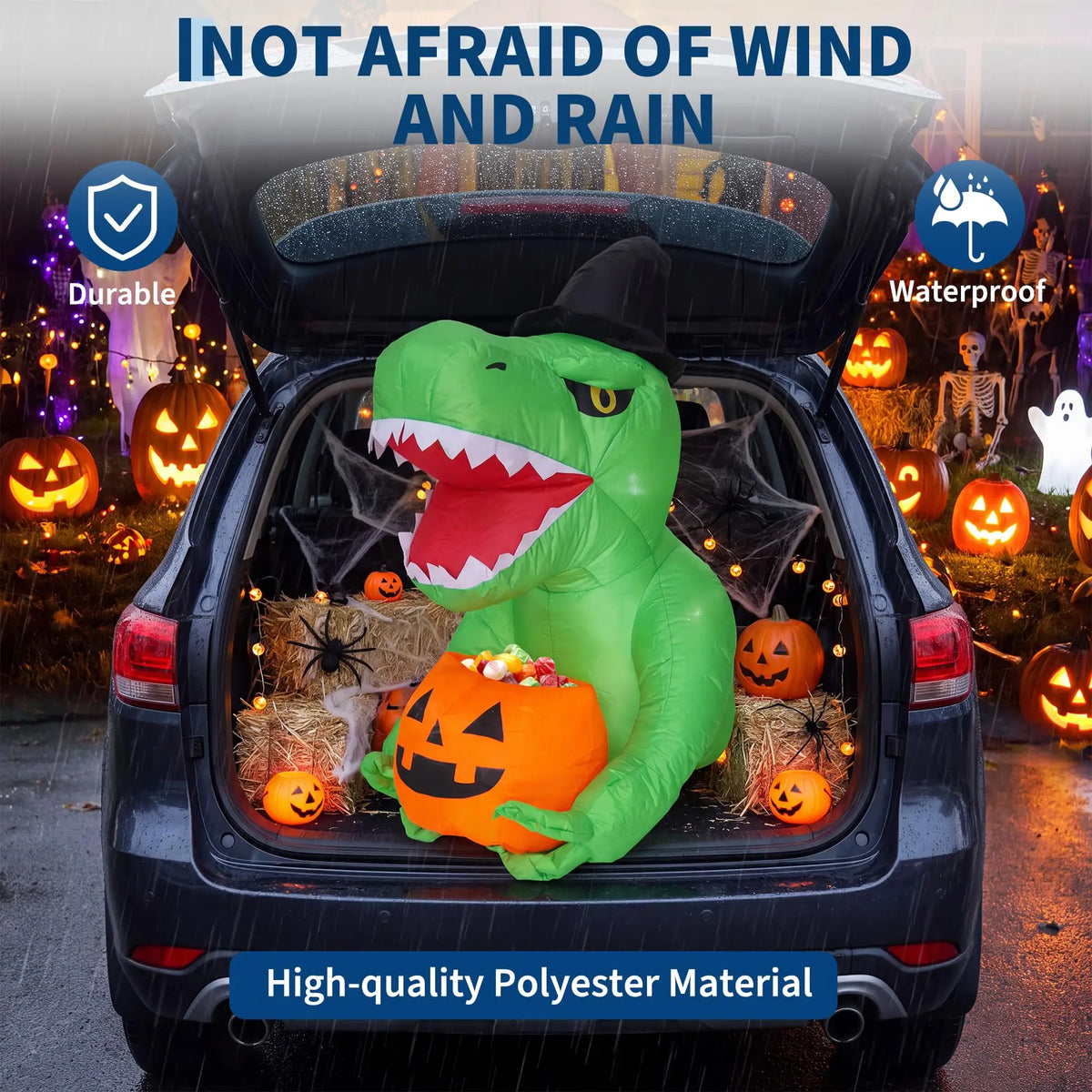 HiMISS Halloween Inflatable Dinosaur Trunk Or Treat LED Car Decoration