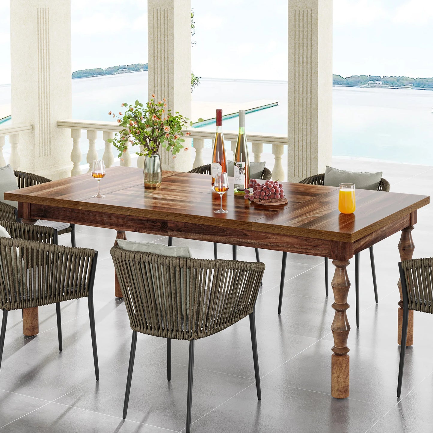 Tribesigns Wood Patio Table For Indoor And Outdoor Dining