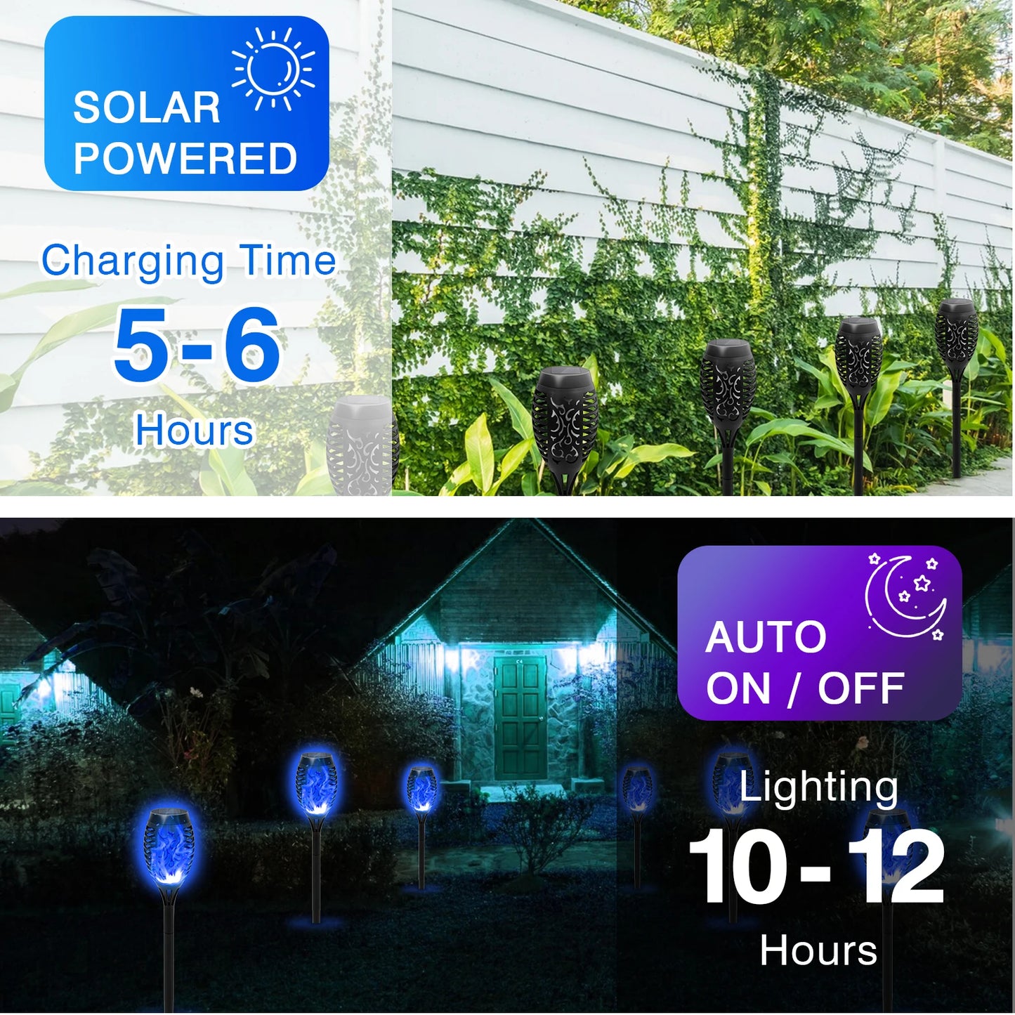Solar Torch Lights Outdoor Flickering Flame Garden Decor