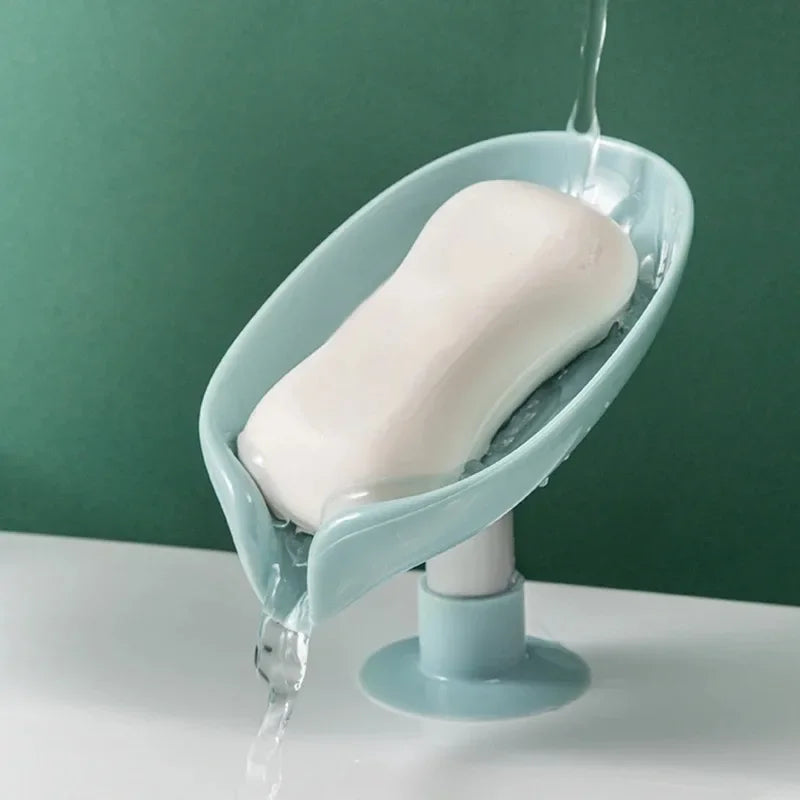 Leaf Shape Self Draining Soap Holder With Suction Cup