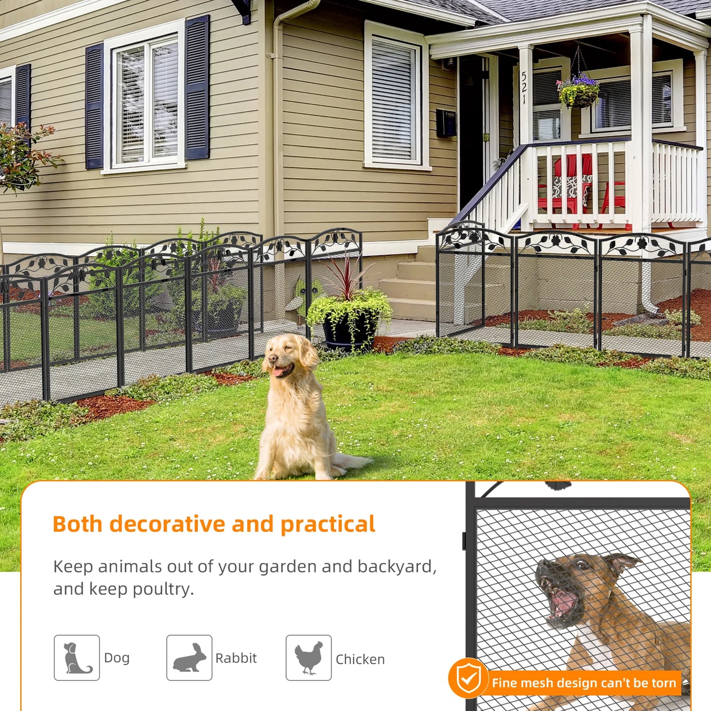 Wrought Iron Lawn Edging Border Set Outdoor Animal Barrier