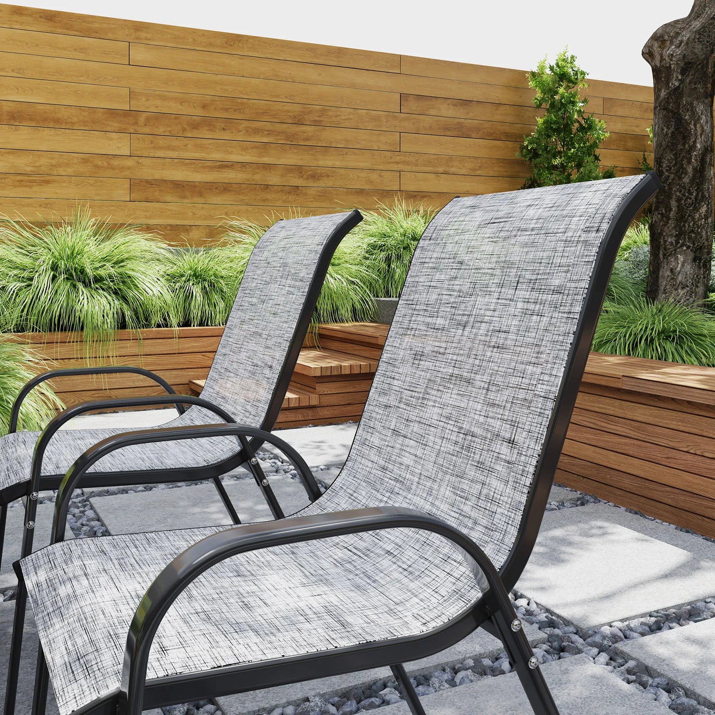 Stackable Patio Dining Chairs Set For Outdoor Dining