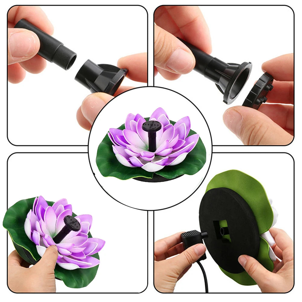 Lotus Solar Water Fountain Brushless Pump Floating Garden Fountain Solar Powered Fountain for Outdoor Bird Bath