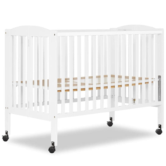 Folding Baby Crib With Quick Fold System And Adjustable Mattress