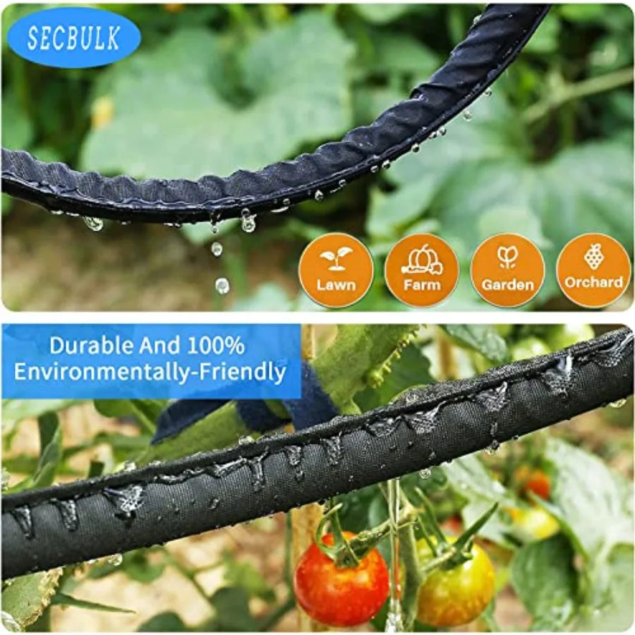 2025 Flat Soaker Hose 200 ft for Garden 200' 50ft x 4 Linkable Drip Hose DIY Garden Irrigation System Saving 80 Water Dual-laye