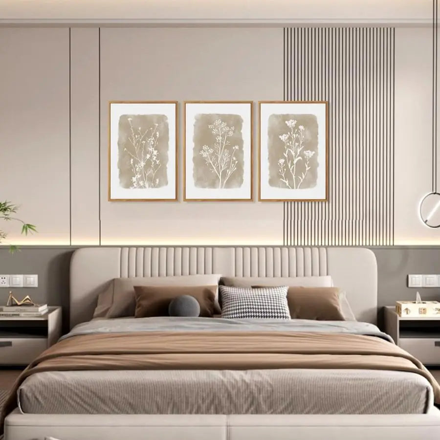 Botanical Farmhouse Wall Art Set Framed Boho Plant Decor