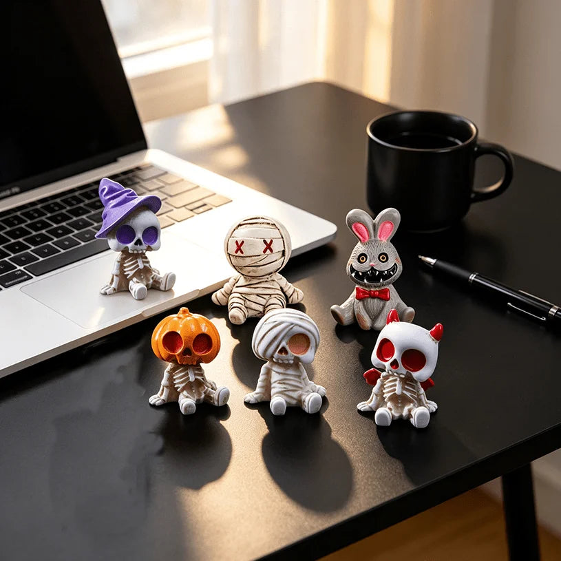 Halloween Resin Skeleton and Mummy Figurines for Spooky Decor