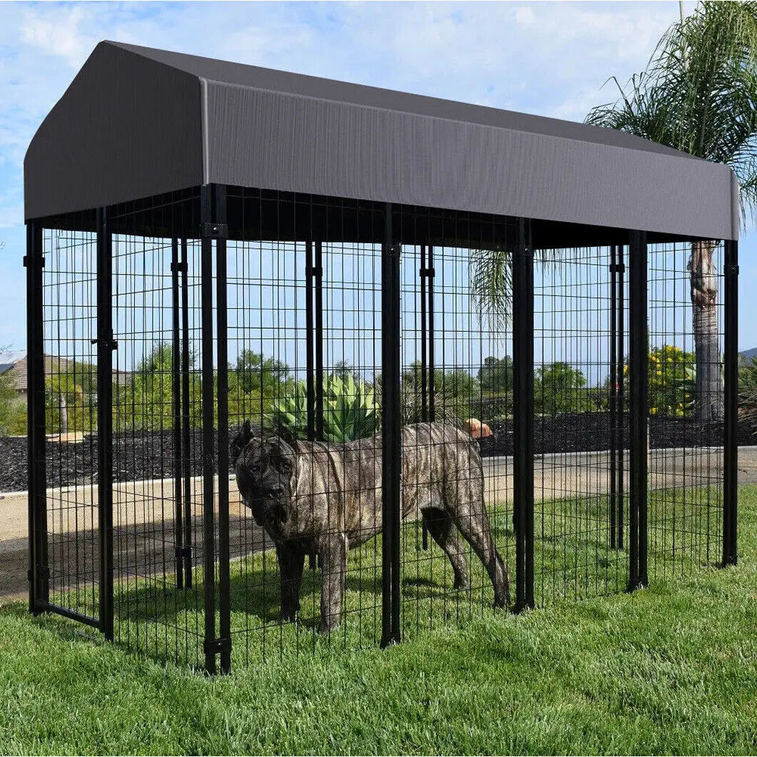 Dog Cage Pet Run Enclosure With Roof Outdoor High Fence
