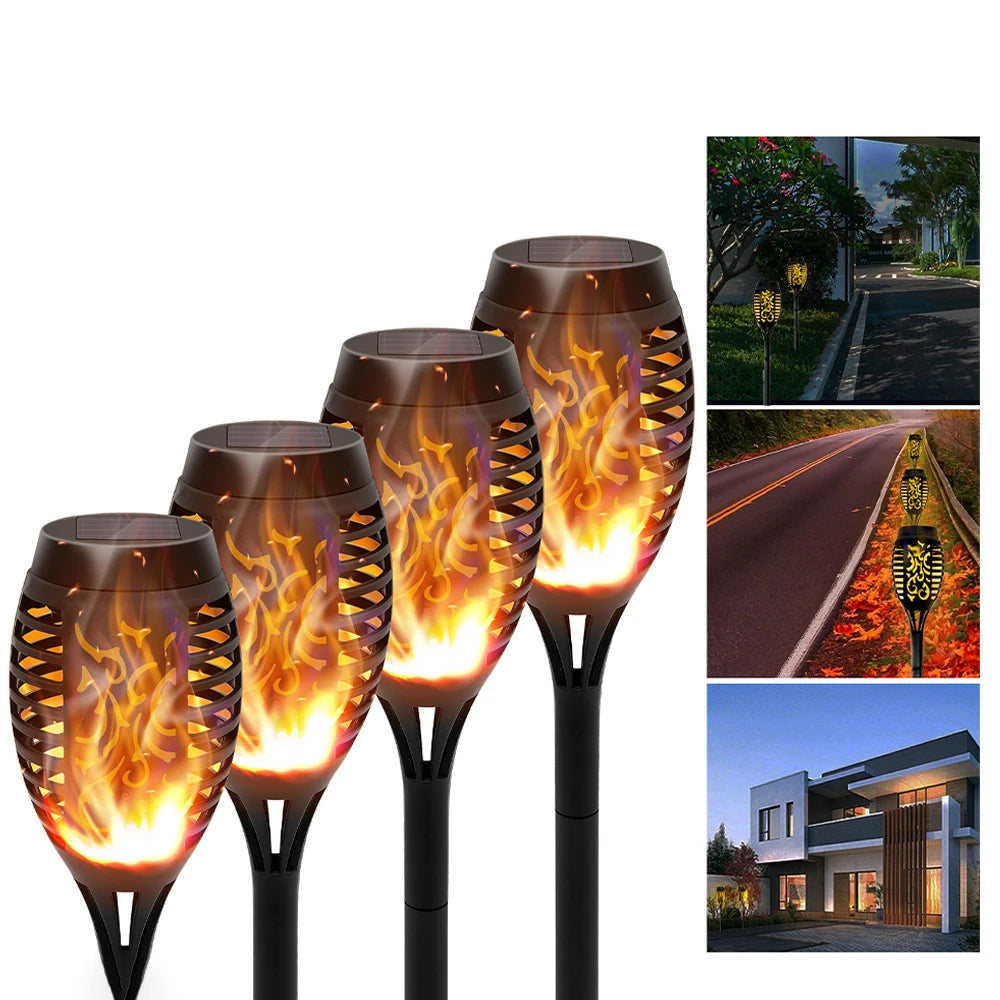 Solar Flame Torch Led Lights for Outdoor Lawn Pathway Decoration