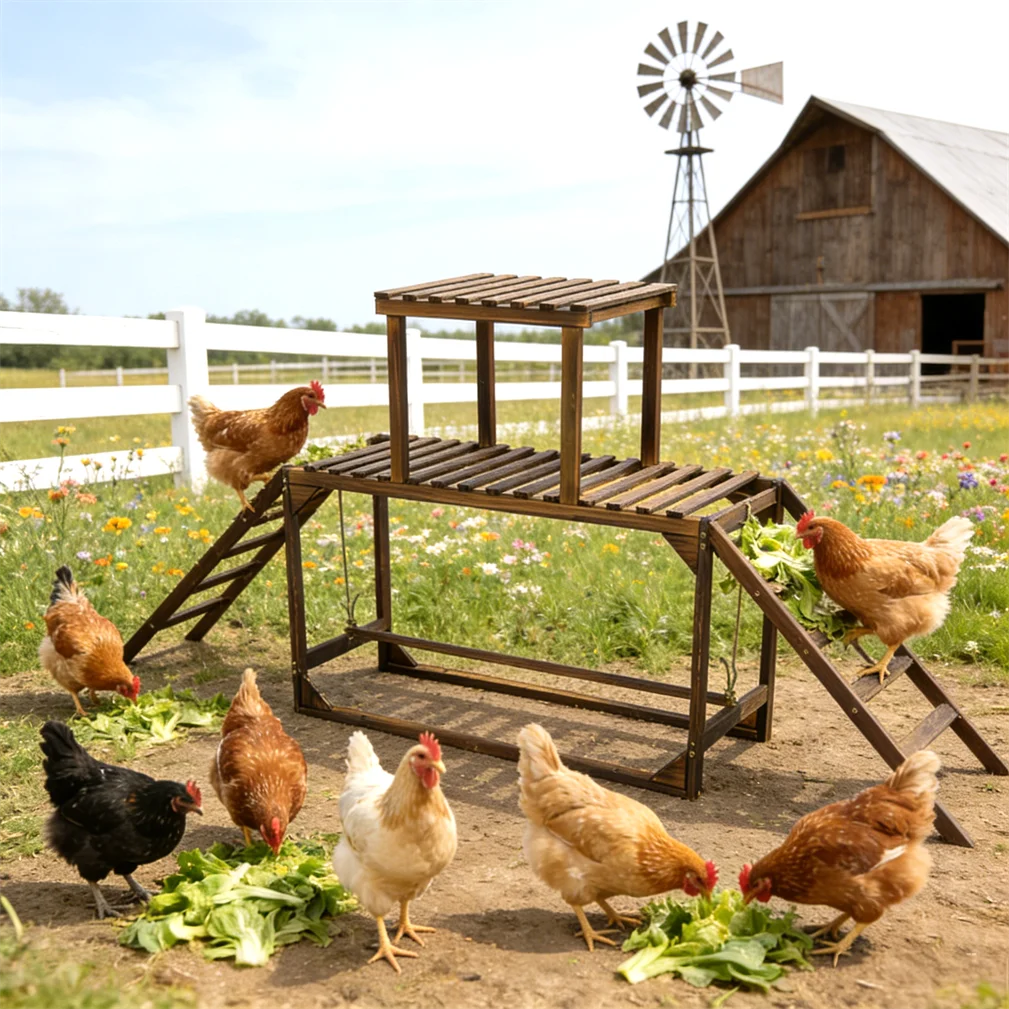 BORWART Farm Animals Chicken Coop Toy With Swing Ladder