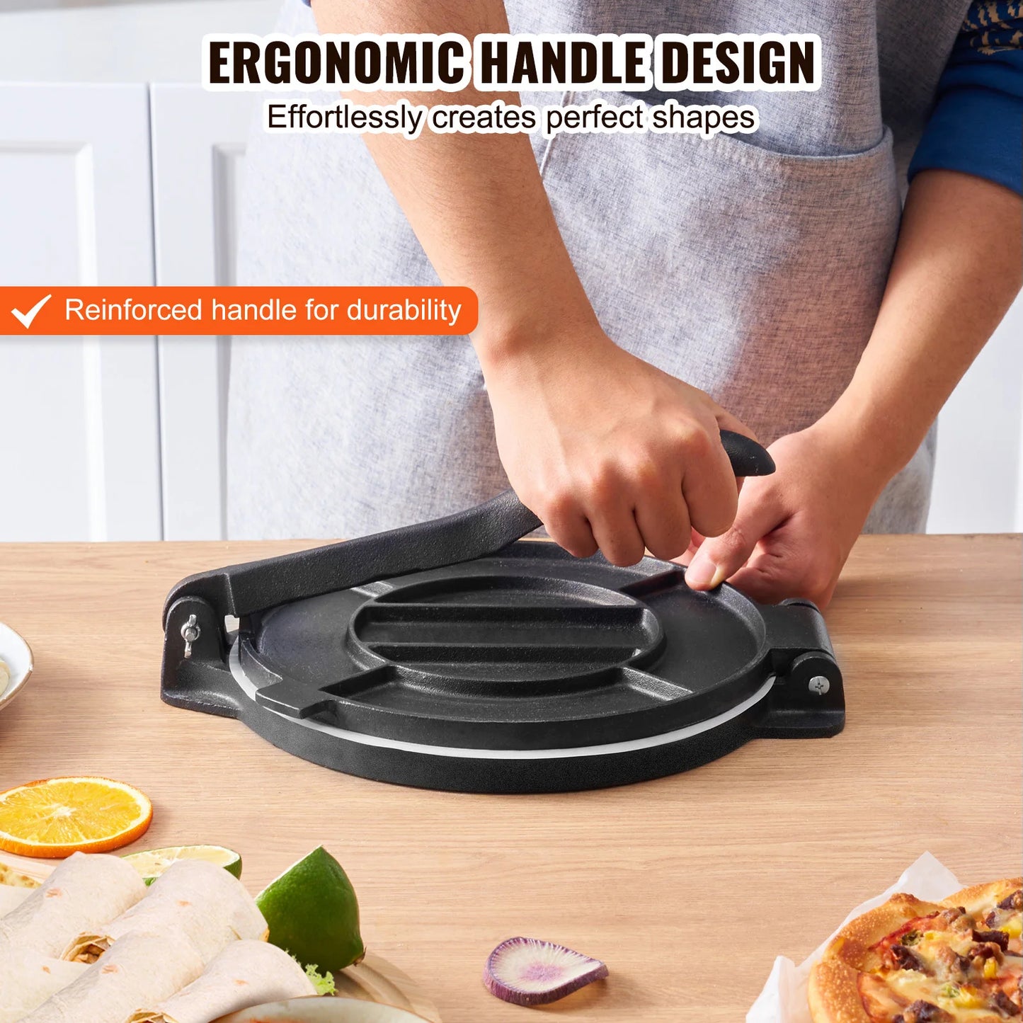 VEVOR Cast Iron Tortilla Press, Heavy Duty Dough Maker For Flour Tortillas