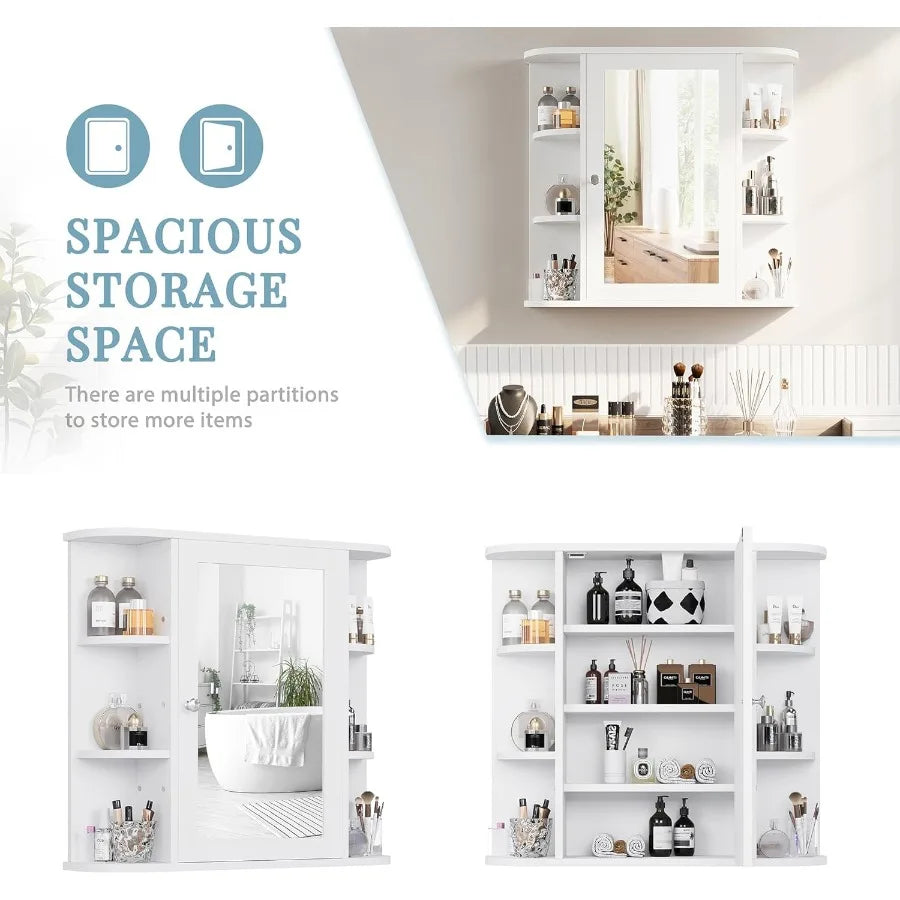 XIUWO Wall Cabinet With Mirror And Medicine Cabinet