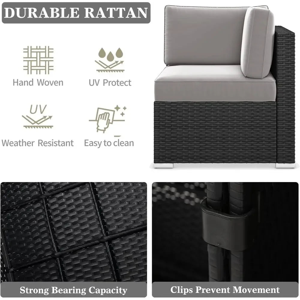 Outdoor Patio Furniture Set With Fire Pit Table Rattan Wicker