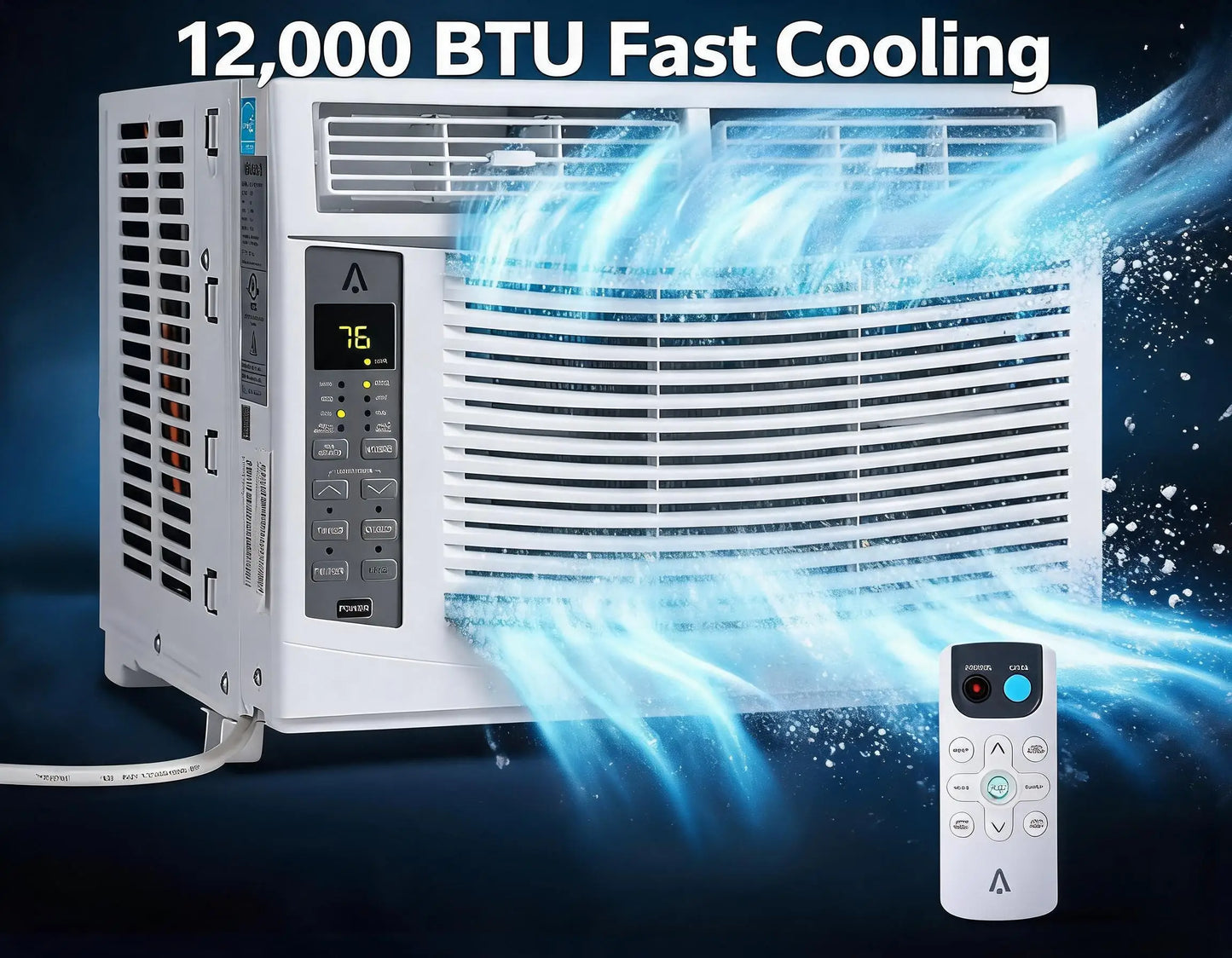 12000 BTU Smart Window Air Conditioner With WiFi Fast Cooling Cools Up To 550 Sq Ft Window AC Unit Includes Remote Control And Window Kit For Home Bedroom Office