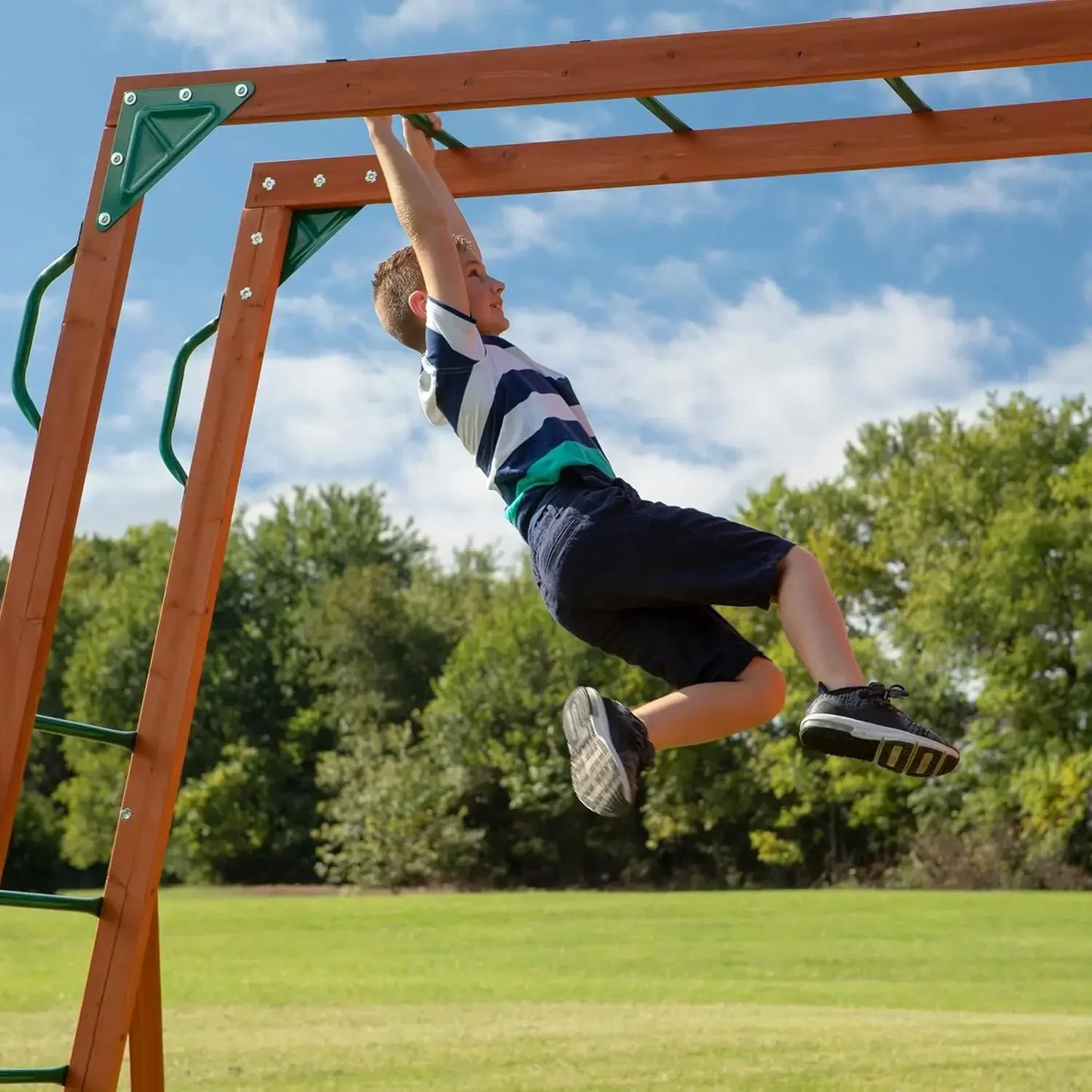 Cedar Wood Swing Set With Wave Slide And Crow's Nest