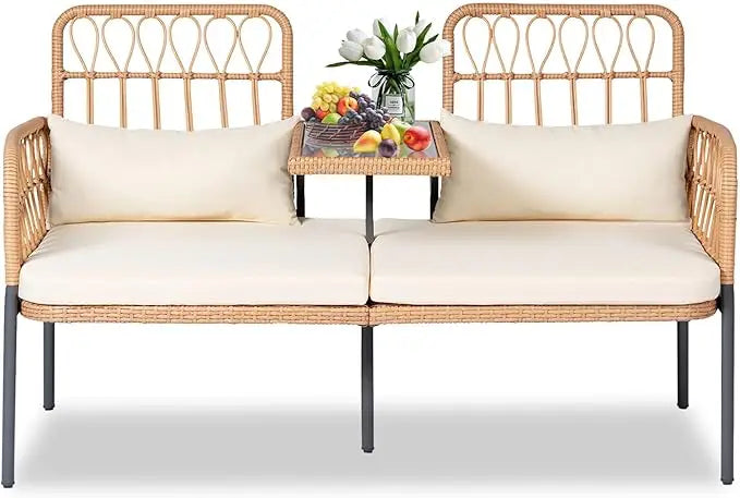 Outdoor Rattan Wicker Patio Conversation Set With Cushions