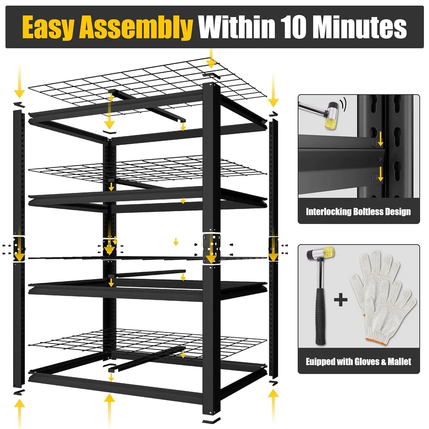 Heavy Duty Garage Shelving Unit 4 Tier Adjustable Metal Storage